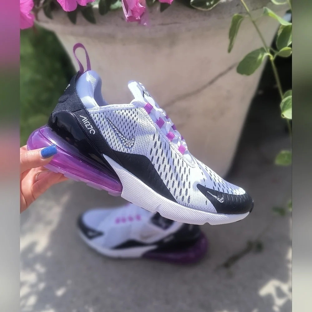 Women's Nike Air Max 270 Sneakers Shoes Customized With Crystals Size 10 New!